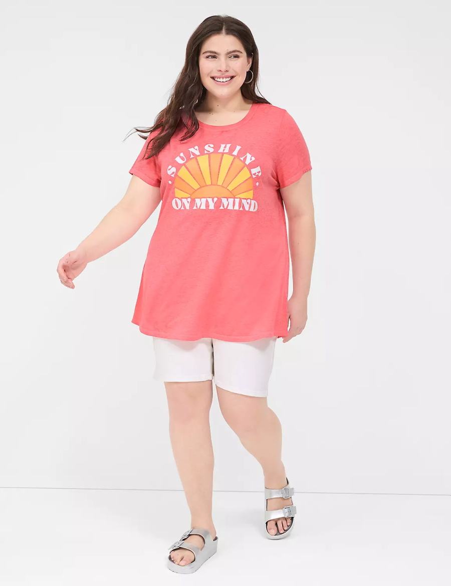 Pink Lane Bryant Glitter Sunshine On My Mind Graphic Tee Women T Shirts | TAL9525AK