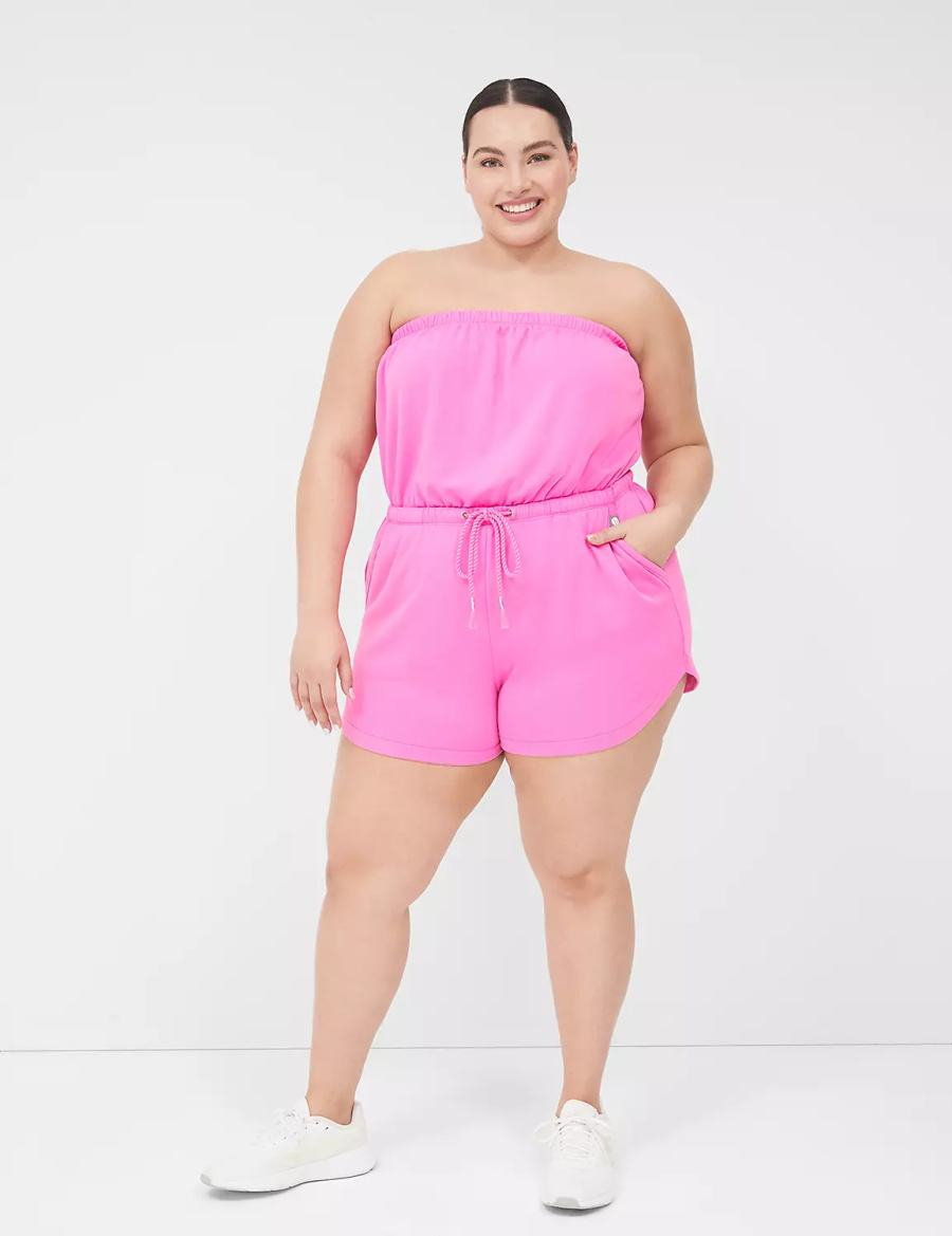 Pink Lane Bryant LIVI Strapless Pull-On French Terry Romper Women Casual Dress | EXI7670KZ