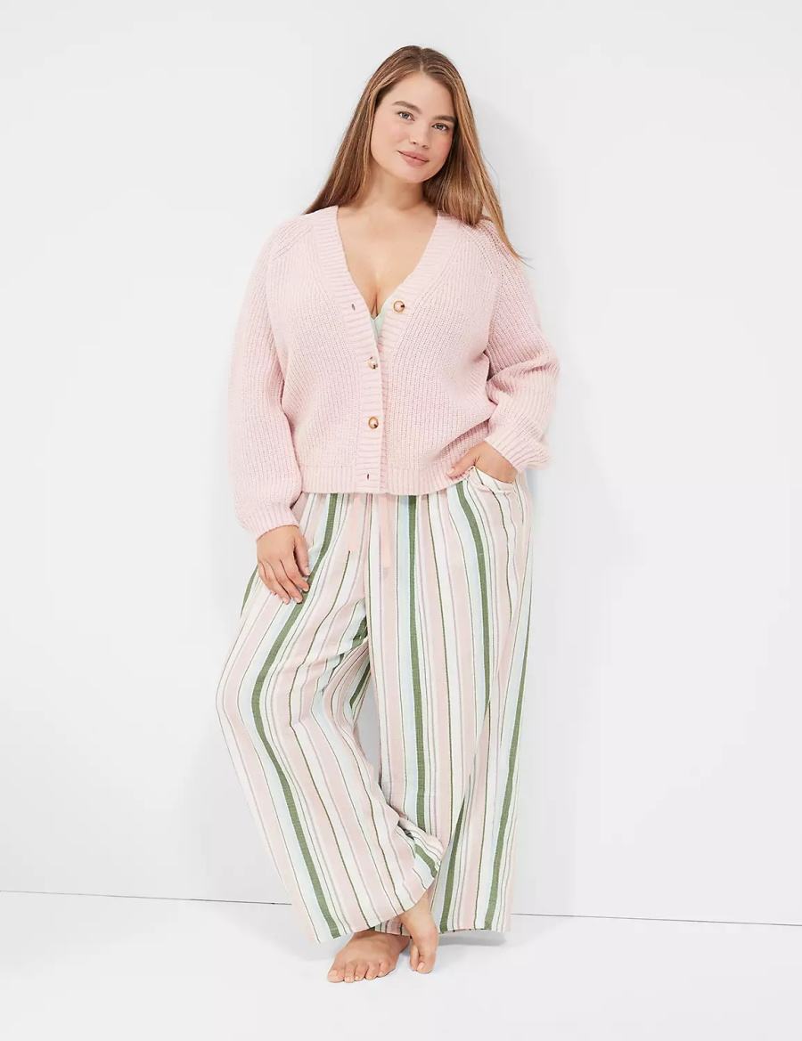 Pink Lane Bryant Lurex Knit Sleep Women Cardigan | RNV8092GK