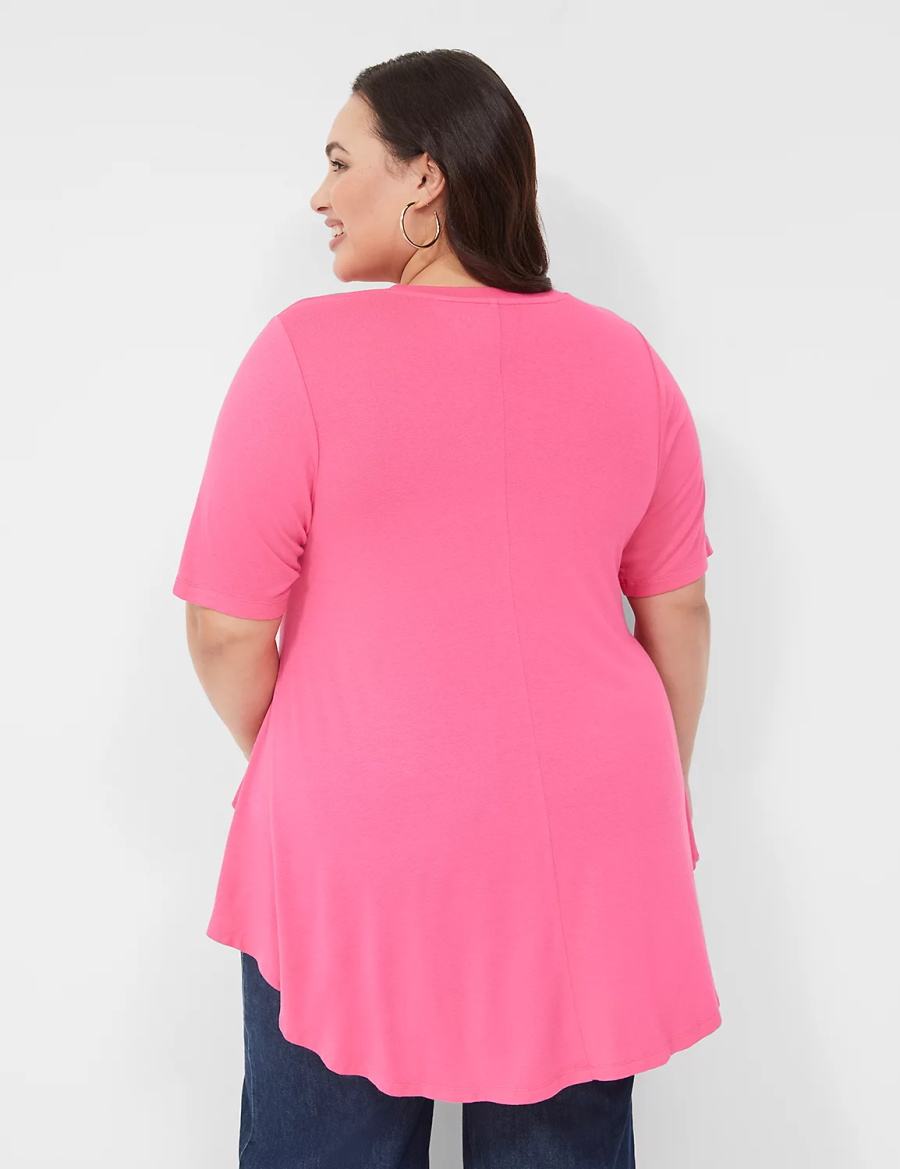 Pink Lane Bryant Max Swing Perfect Sleeve Crew-Neck Tee Women T Shirts | HZL9194OQ