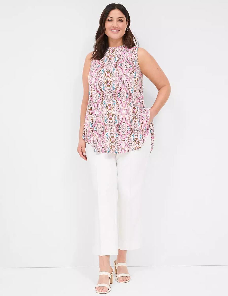 Pink Lane Bryant Max Swing Sleeveless High-Neck Tunic Women T Shirts | QHA3056CD