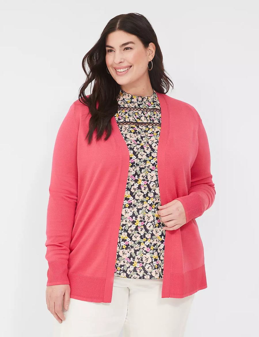 Pink Lane Bryant Modern Long-Sleeve Open-Front Women Cardigan | EHH3470NJ