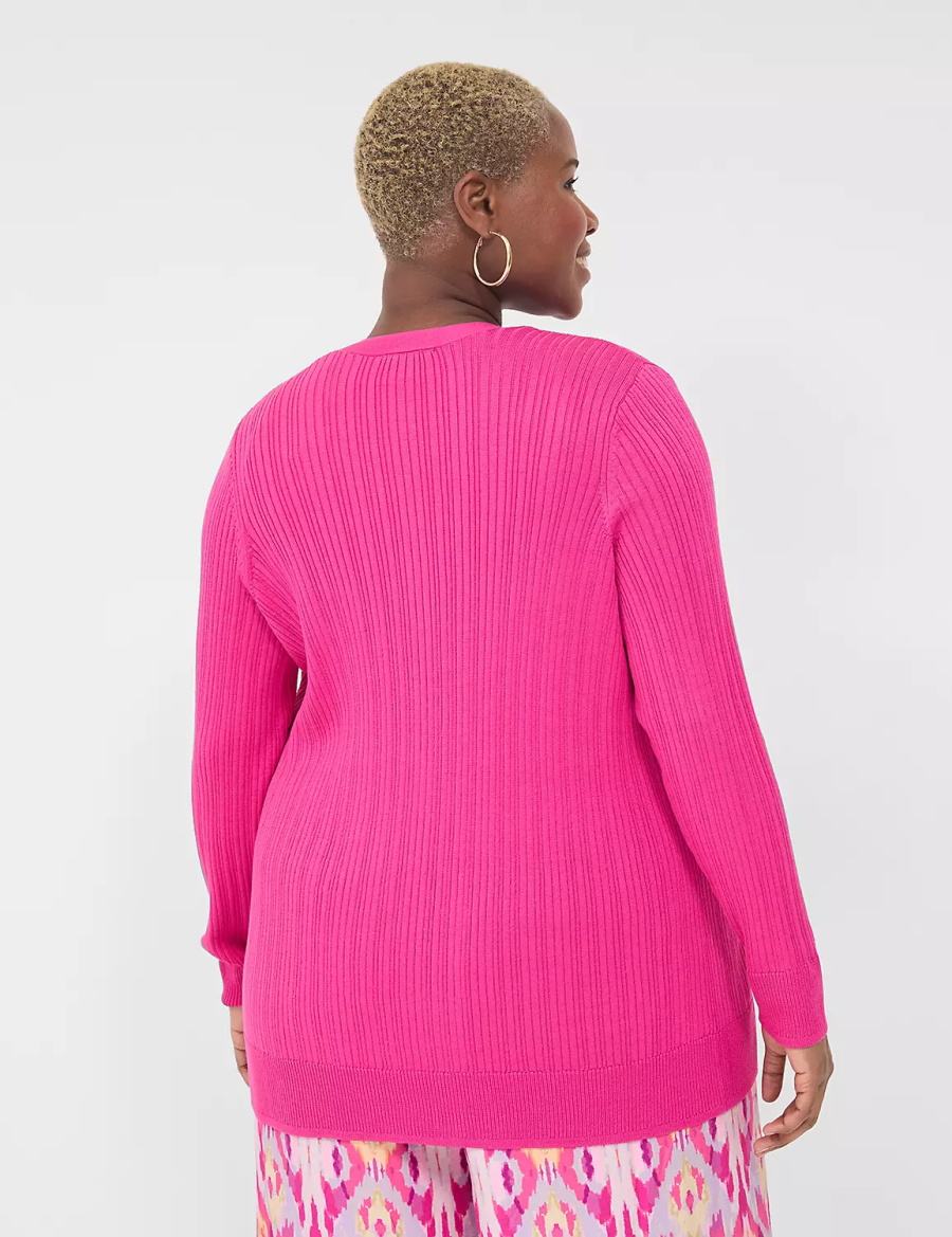 Pink Lane Bryant Modern Open-Front Ribbed Women Cardigan | WBD982XF