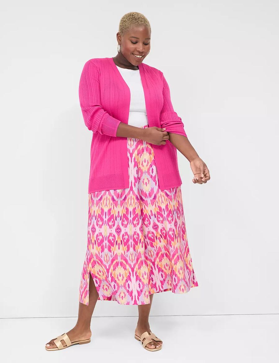 Pink Lane Bryant Modern Open-Front Ribbed Women Cardigan | WBD982XF