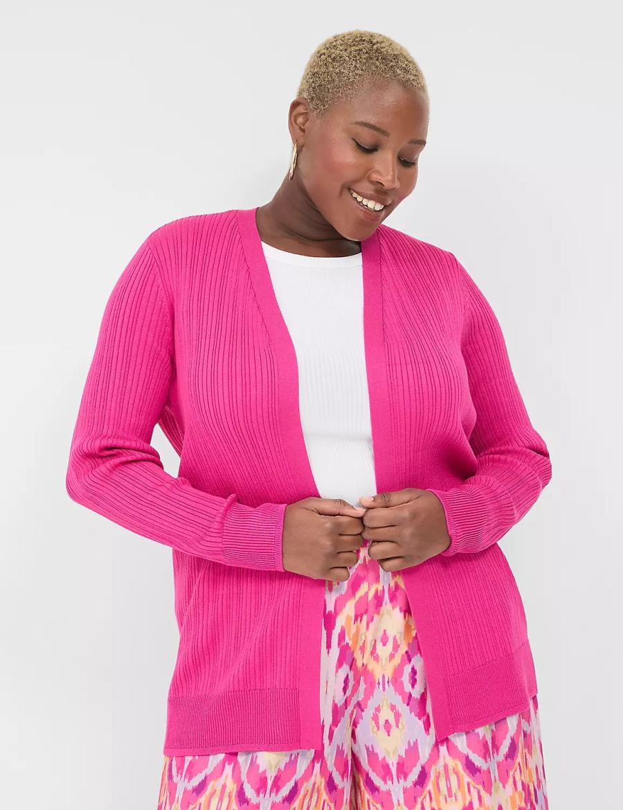 Pink Lane Bryant Modern Open-Front Ribbed Women Cardigan | WBD982XF