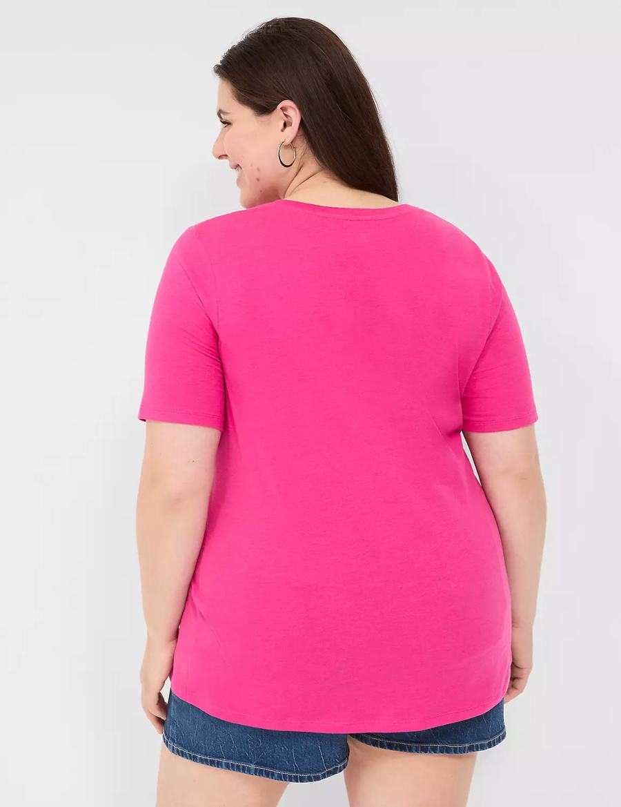 Pink Lane Bryant Perfect Sleeve V-Neck Tee Women T Shirts | FEU603WK