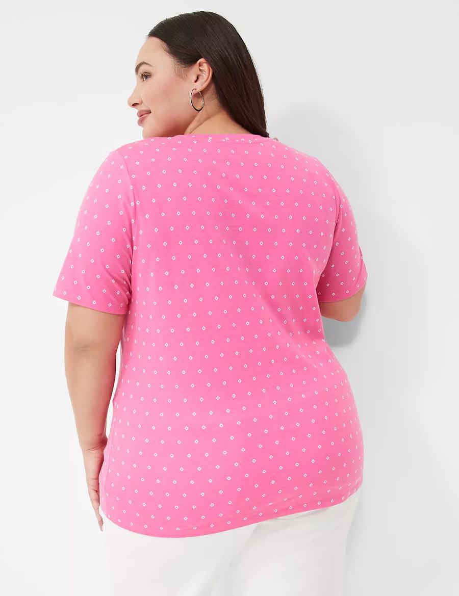 Pink Lane Bryant Perfect Sleeve V-Neck Tee Women T Shirts | VIL6270IB