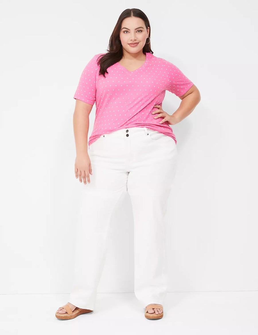 Pink Lane Bryant Perfect Sleeve V-Neck Tee Women T Shirts | VIL6270IB