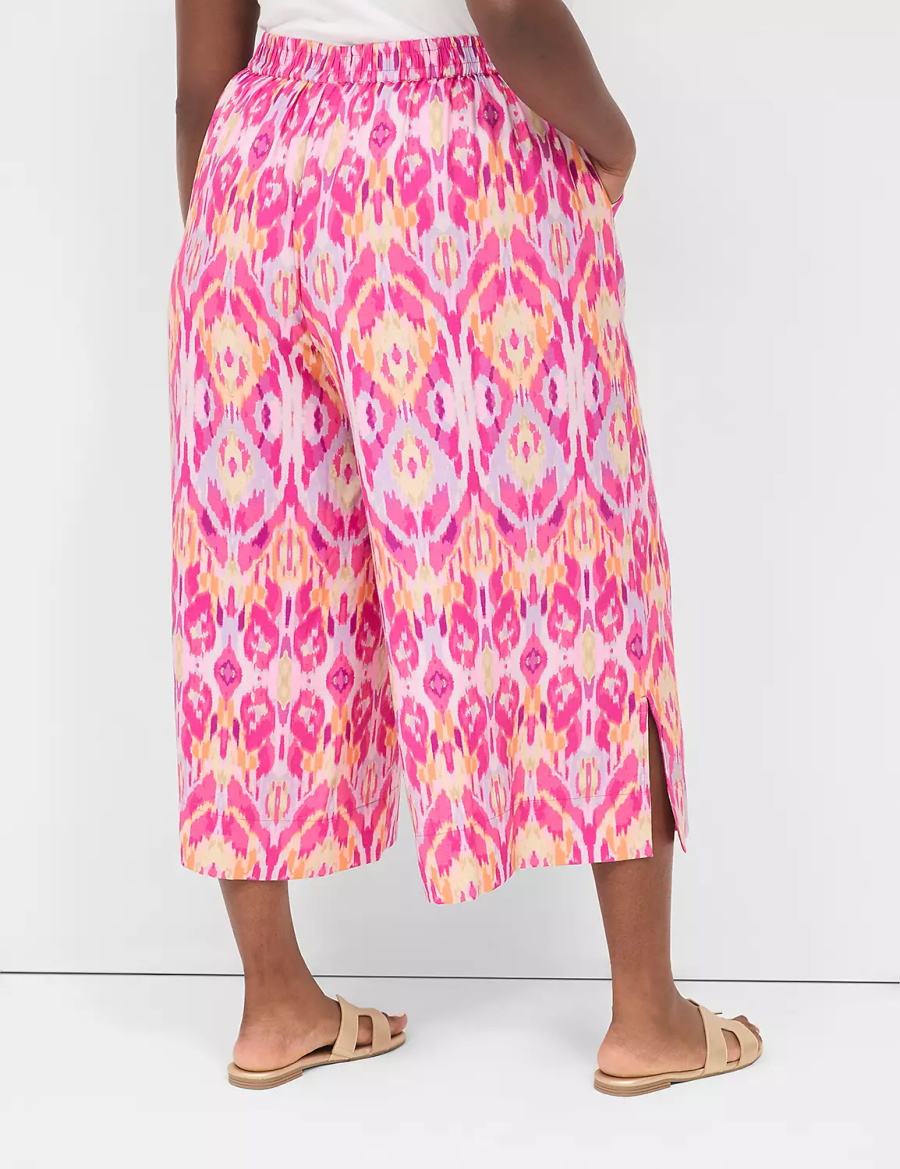 Pink Lane Bryant Pull-On Side-Slit Crop Women Pants | OYN3510TQ