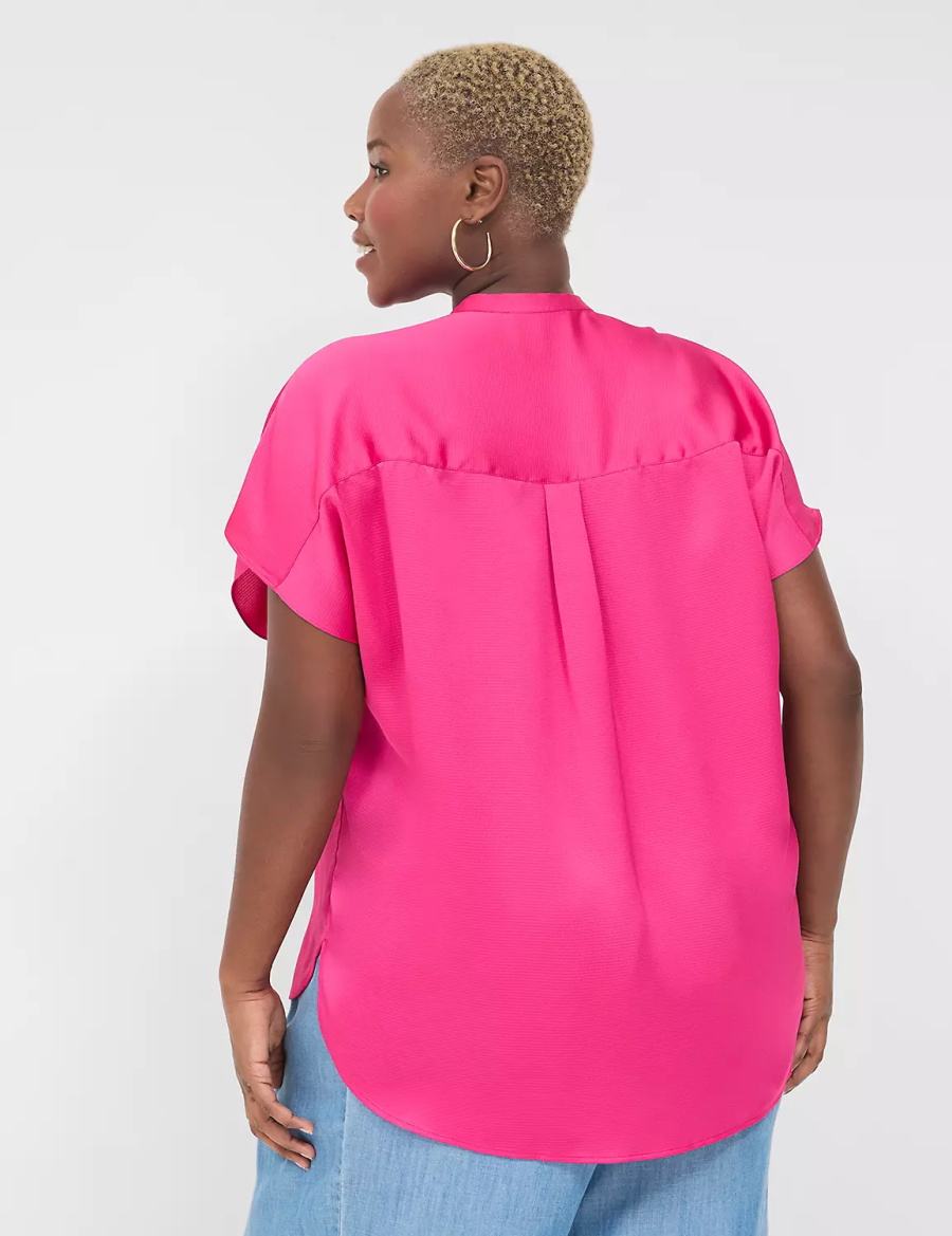 Pink Lane Bryant Relaxed Split-Neck Popover Women Blouse | FDT205HC