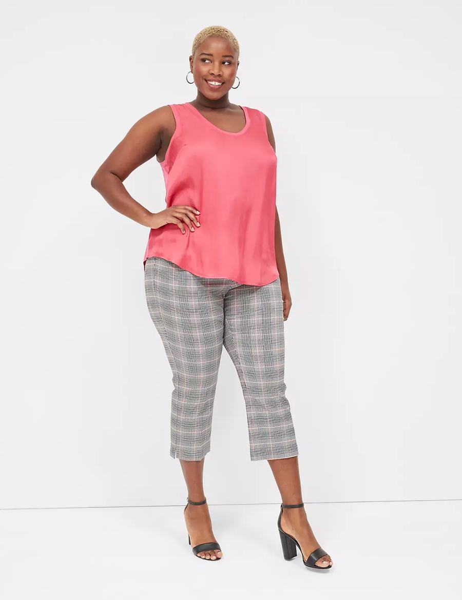 Pink Lane Bryant Satin & Matte Jersey Women Tank Top | TNY2184FL