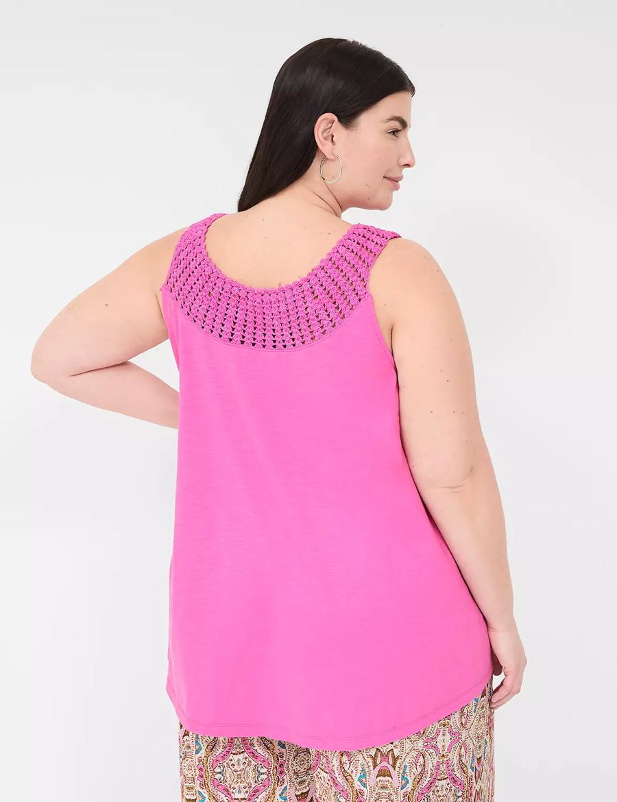 Pink Lane Bryant Swing Sleeveless Crochet-Neck Top Women Tank Top | YKP10021KY