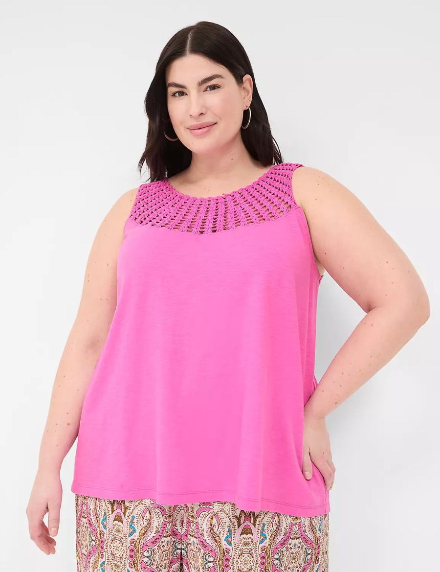 Pink Lane Bryant Swing Sleeveless Crochet-Neck Top Women Tank Top | YKP10021KY