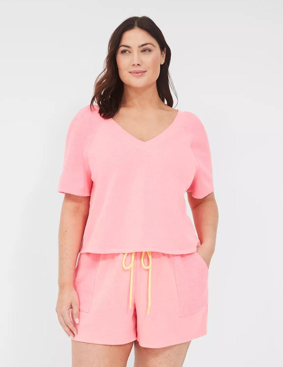 Pink Lane Bryant Terry Fleece Tee Women T Shirts | TSJ727ZU