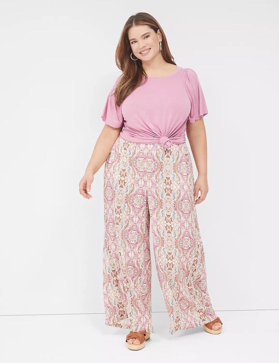 Pink Lane Bryant Wide Leg Vacation Women Pants | HRF6955QS