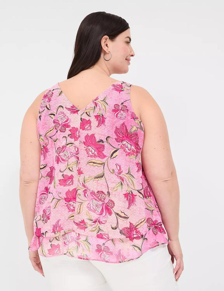 Pink Rose Lane Bryant Swing Double-Layer Chiffon Women Tank Top | TAY9956BE