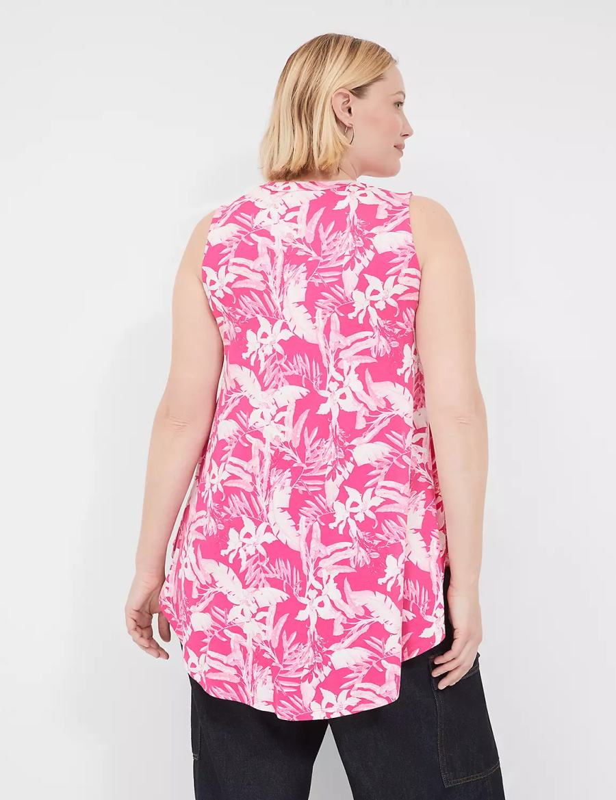 Pink White Lane Bryant Max Swing Sleeveless High-Neck Tunic Women T Shirts | BEF3658YB