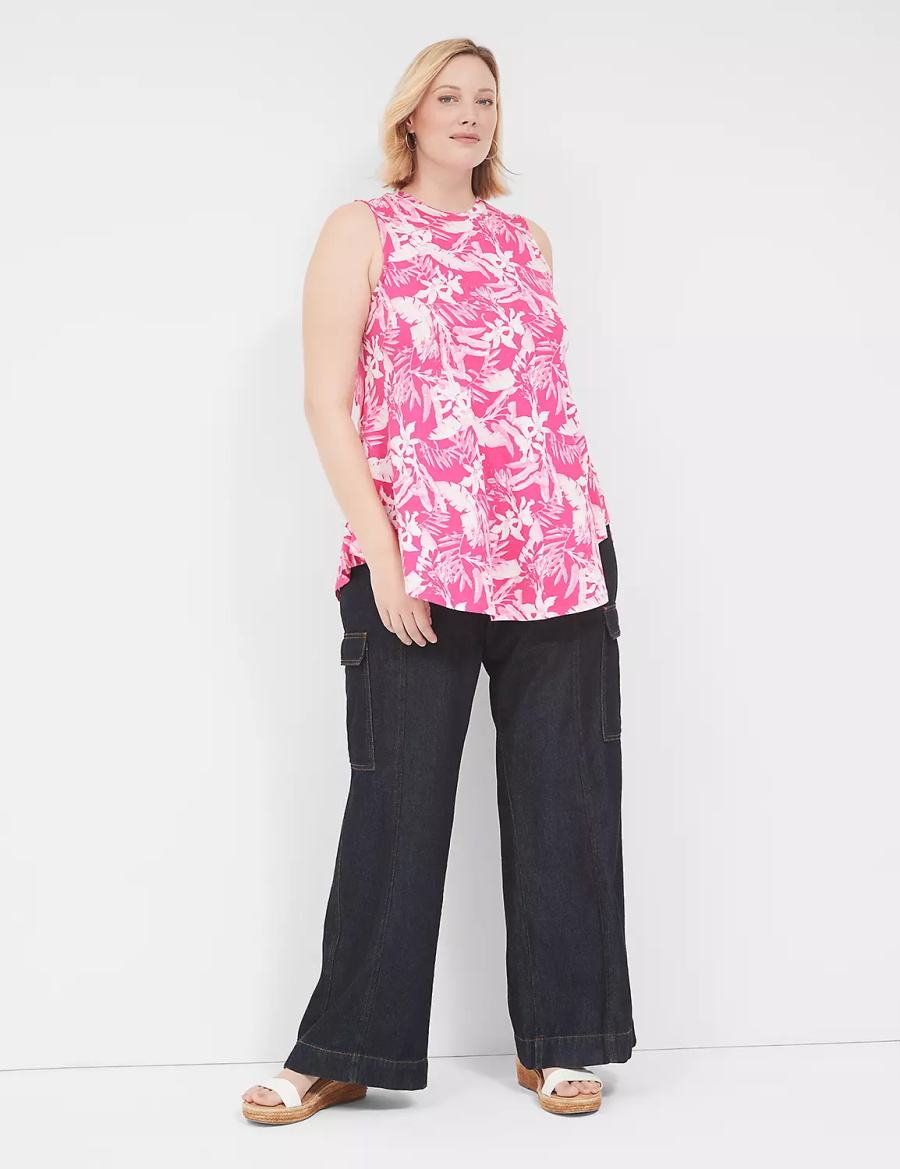 Pink White Lane Bryant Max Swing Sleeveless High-Neck Tunic Women T Shirts | BEF3658YB