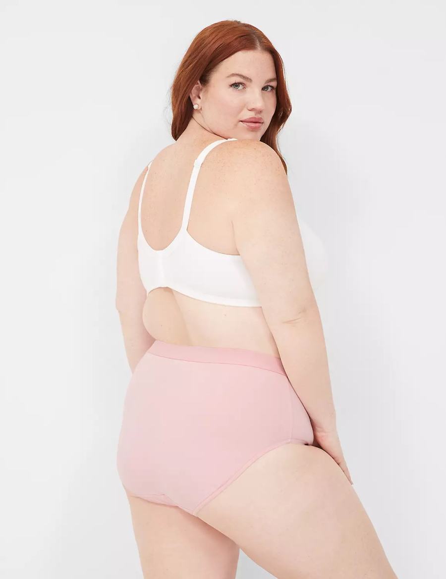 Pink Yellow Lane Bryant Cotton High-Leg With Wide Waistband Women Briefs | OGI5541GC