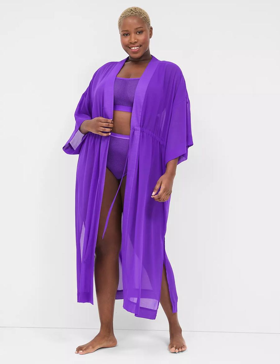 Purple Lane Bryant Chiffon Duster Women Robe | JRQ2521DP