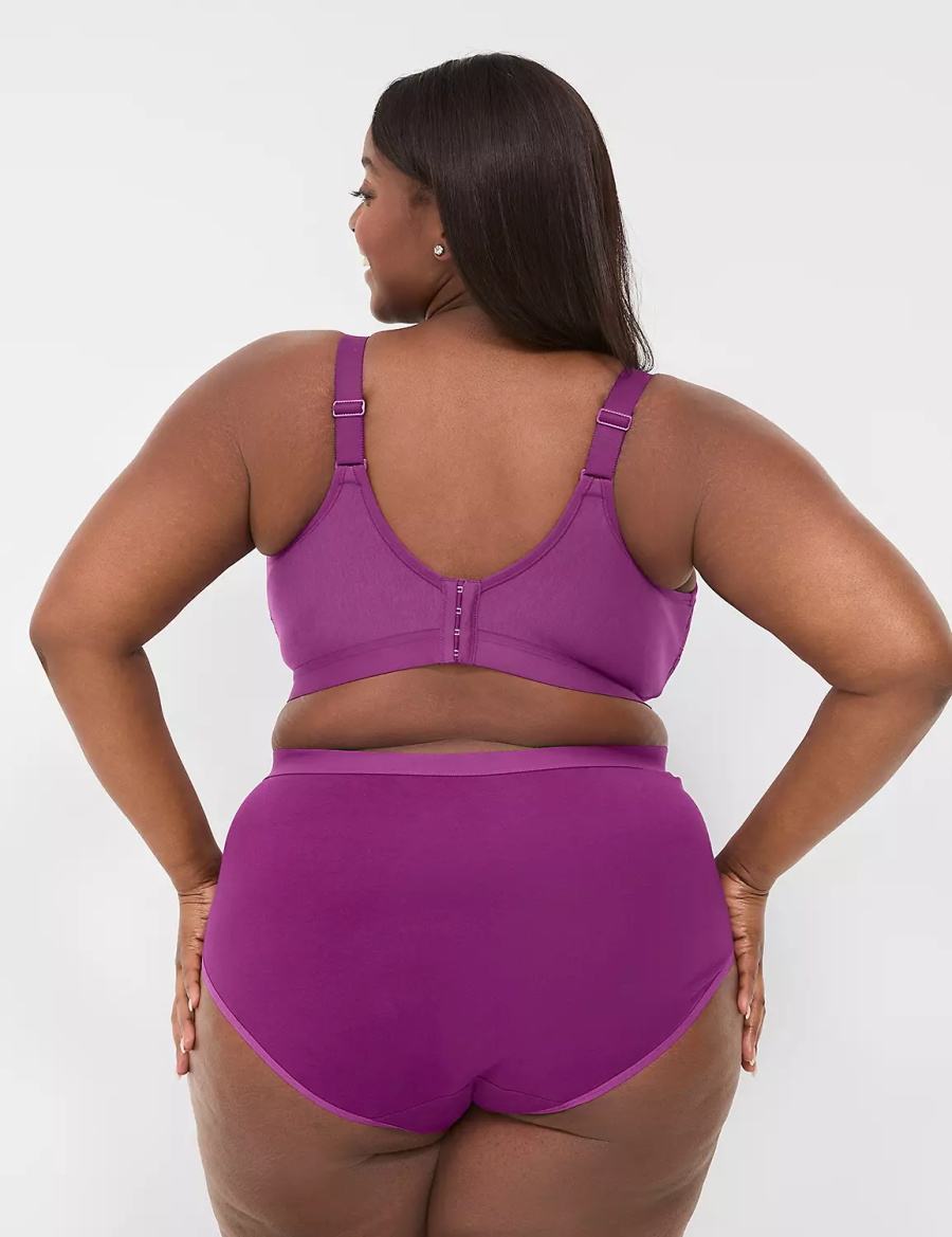 Purple Lane Bryant Cotton Full With Lace Trim Women Briefs | NFE1049NZ