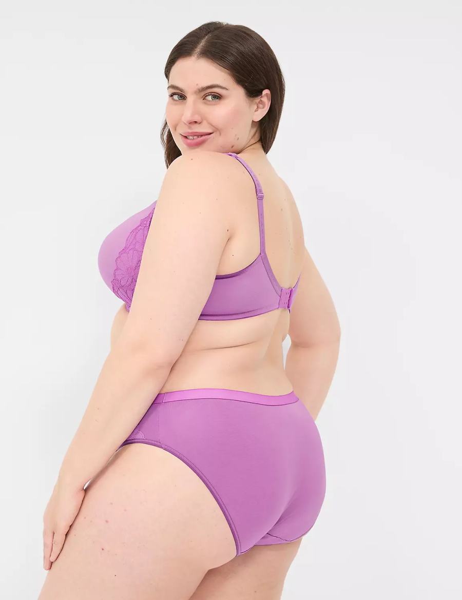 Purple Lane Bryant Cotton With Lace-Trim Women Hipster Panty | VWW4634NO