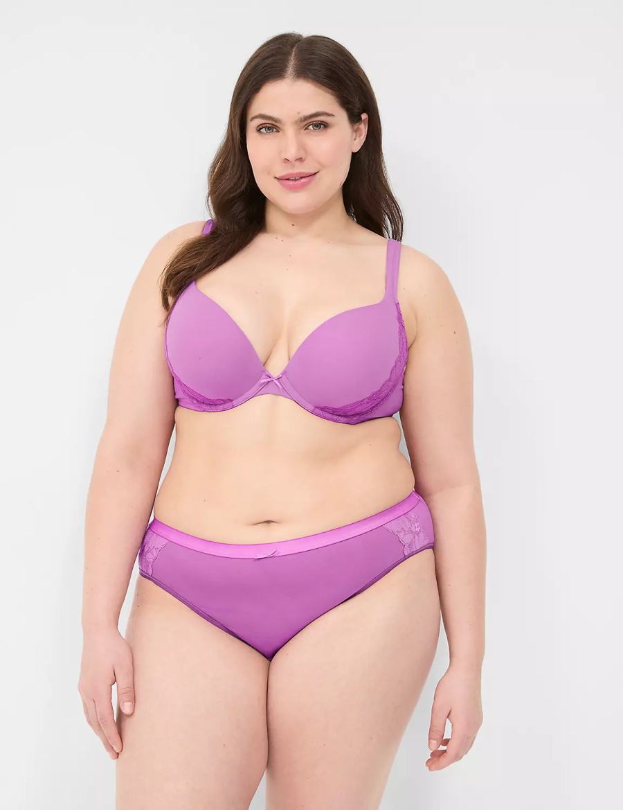 Purple Lane Bryant Cotton With Lace-Trim Women Hipster Panty | VWW4634NO