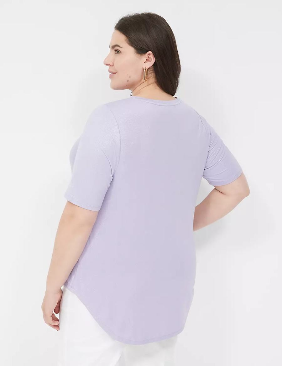 Purple Lane Bryant Curved-Hem Perfect Sleeve Tee Women T Shirts | RPT7940JW