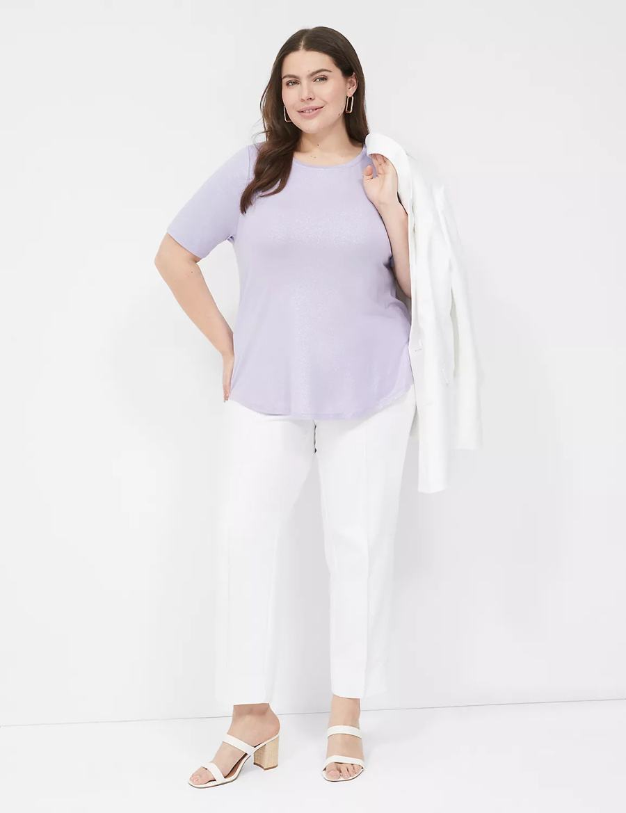 Purple Lane Bryant Curved-Hem Perfect Sleeve Tee Women T Shirts | RPT7940JW