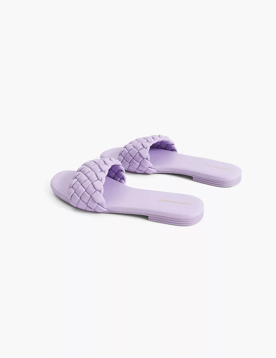 Purple Lane Bryant Dream Cloud Braided Faux-Leather Women Slide Sandals | QVW7952RV