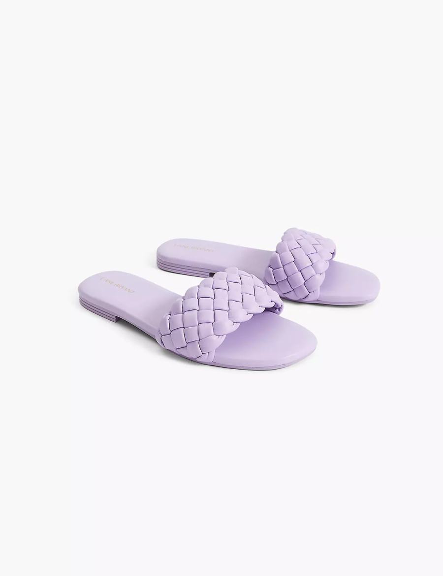 Purple Lane Bryant Dream Cloud Braided Faux-Leather Women Slide Sandals | QVW7952RV