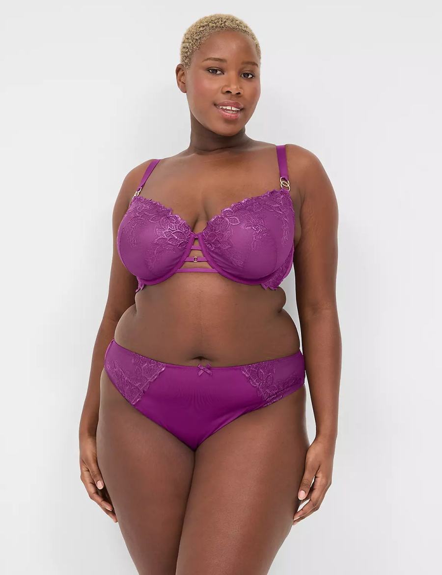 Purple Lane Bryant Embroidered French Women Briefs | ROO593EP