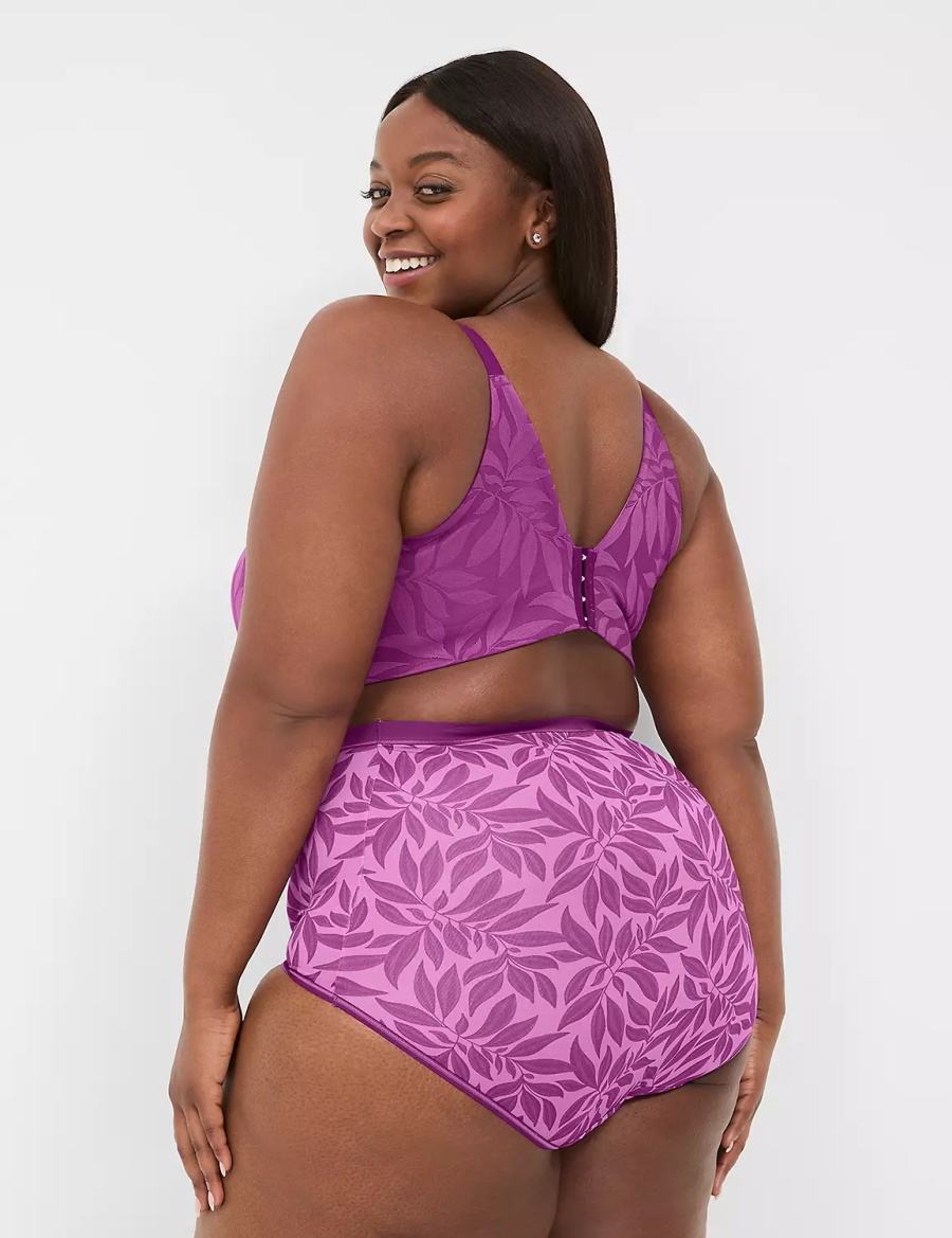 Purple Lane Bryant Invisible Lace Backsmoother Full Coverage No-Wire Women Bralettes | KFH1365XO