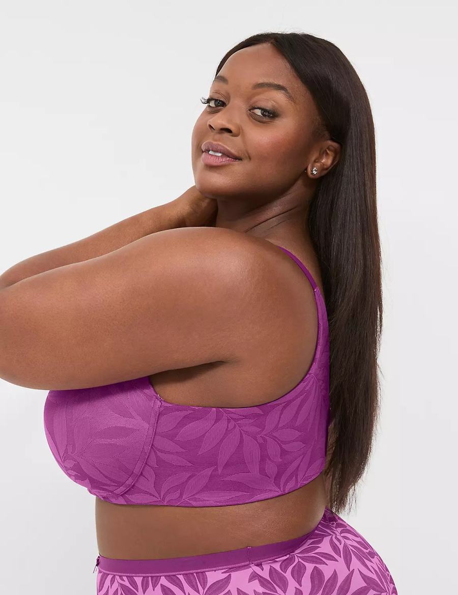 Purple Lane Bryant Invisible Lace Backsmoother Full Coverage No-Wire Women Bralettes | KFH1365XO