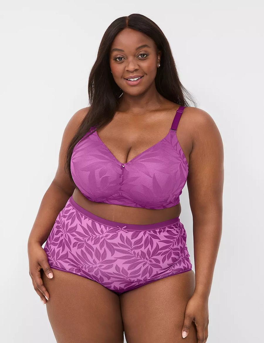 Purple Lane Bryant Invisible Lace Backsmoother Full Coverage No-Wire Women Bralettes | KFH1365XO