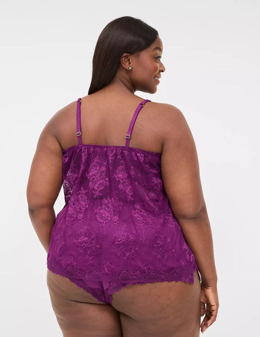 Purple Lane Bryant Lace-Back Cami & Short Set Women Pajamas | QYB3339TP