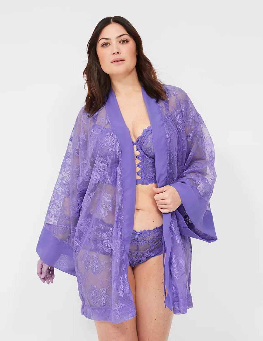 Purple Lane Bryant Lace Women Robe | OZJ9931PS