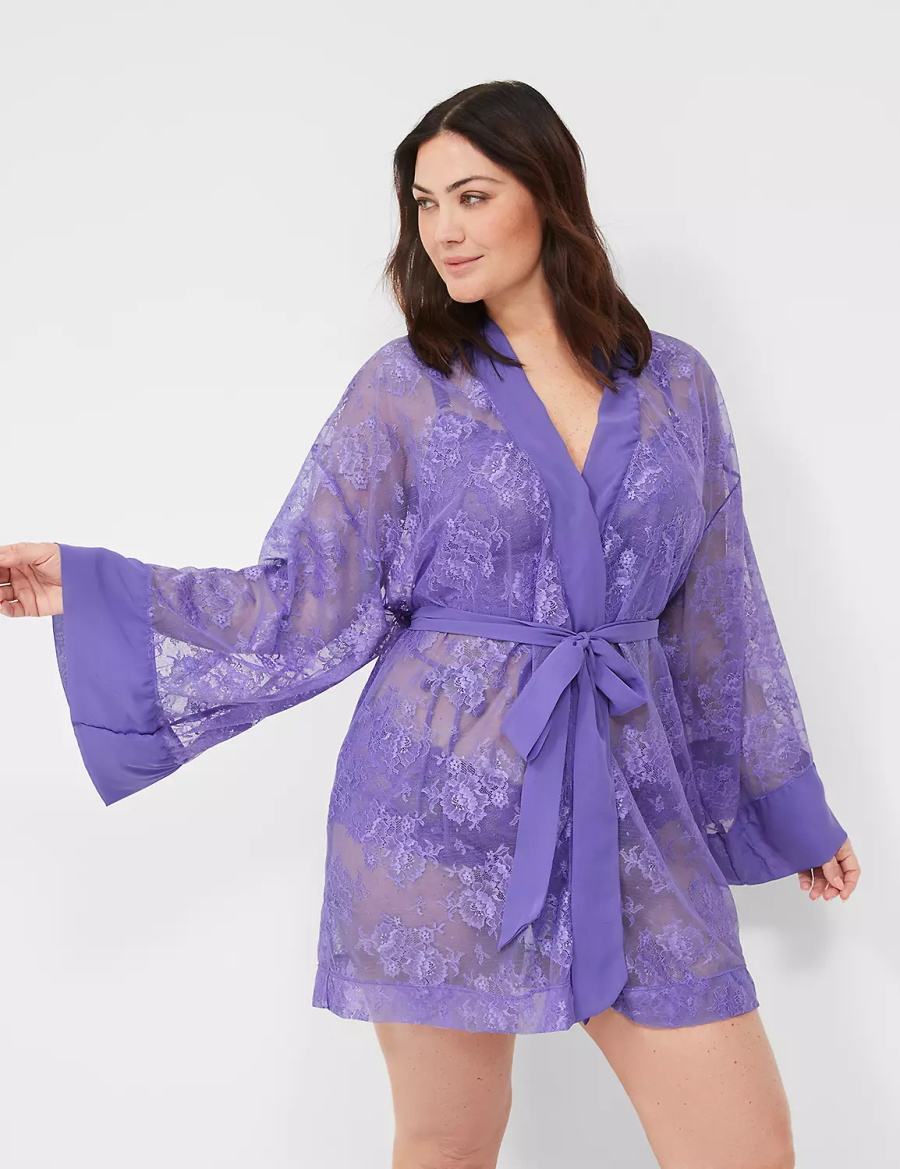 Purple Lane Bryant Lace Women Robe | OZJ9931PS