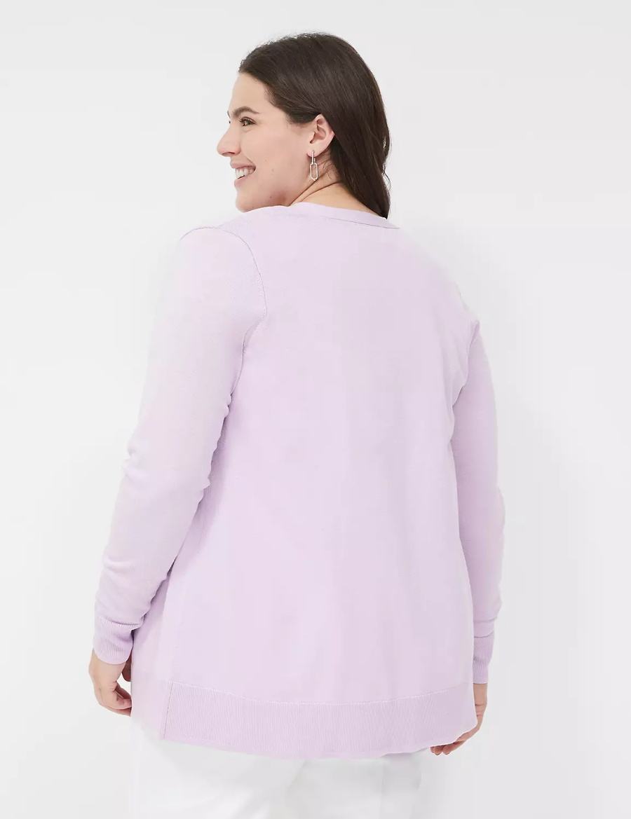 Purple Lane Bryant Long-Sleeve Open-Front Women Cardigan | IVQ3698FR