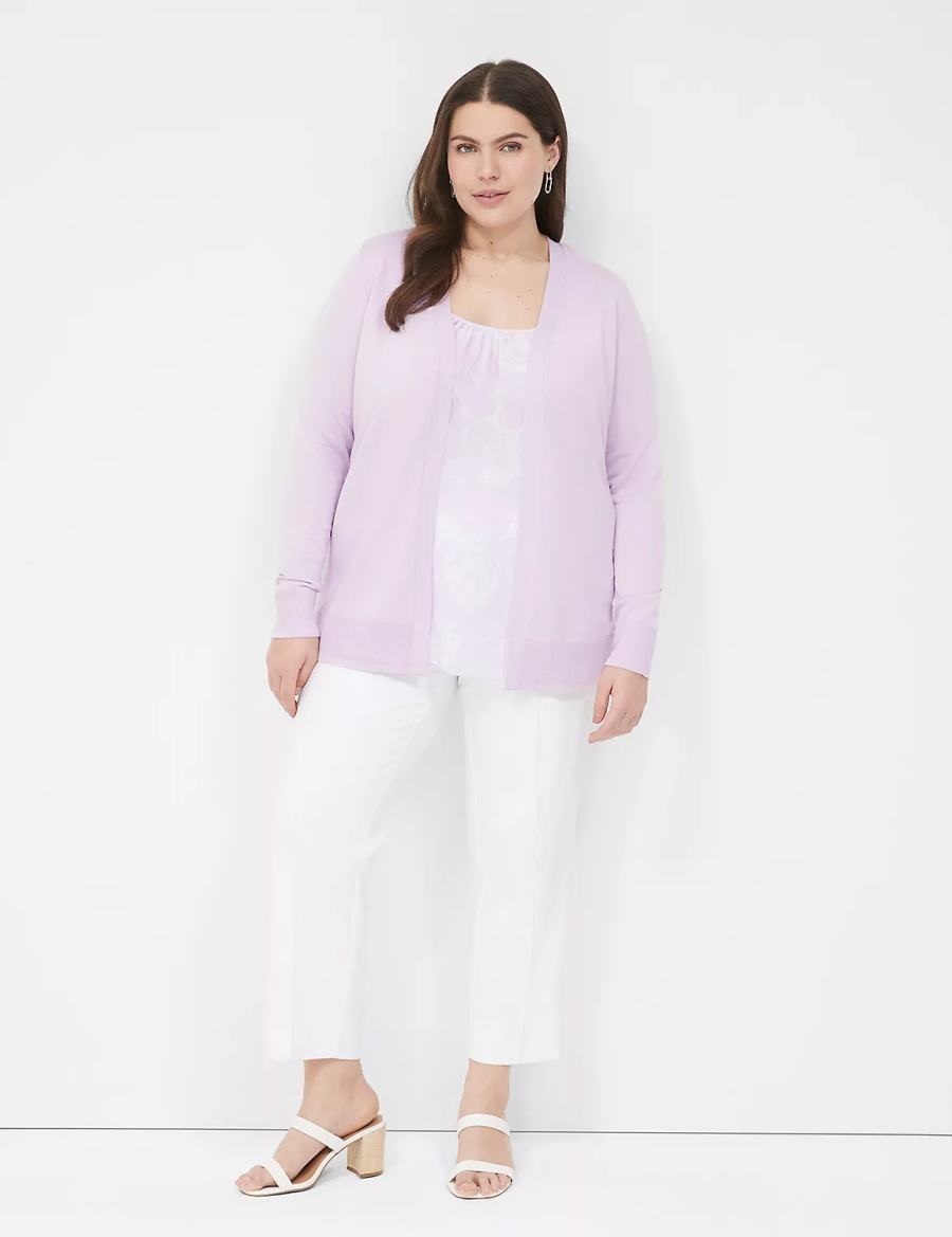 Purple Lane Bryant Long-Sleeve Open-Front Women Cardigan | IVQ3698FR