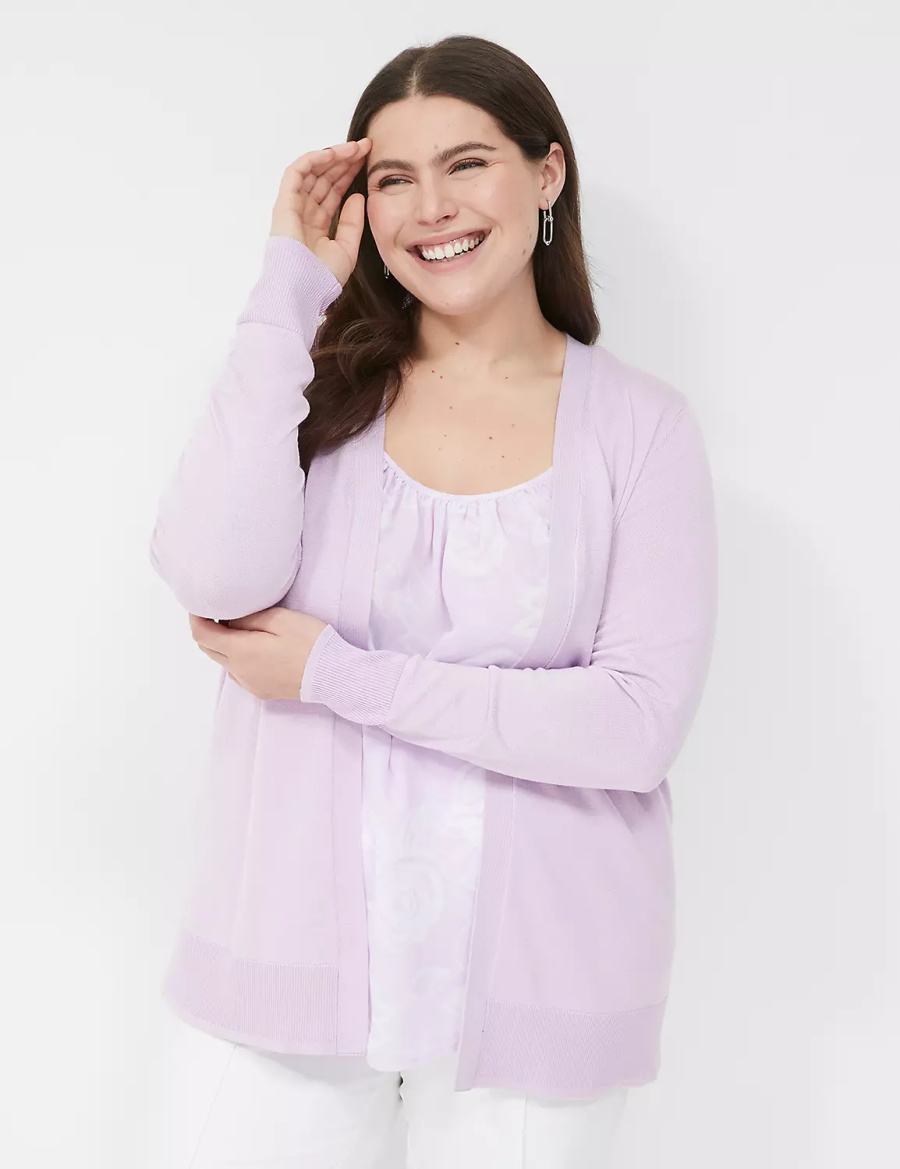 Purple Lane Bryant Long-Sleeve Open-Front Women Cardigan | IVQ3698FR