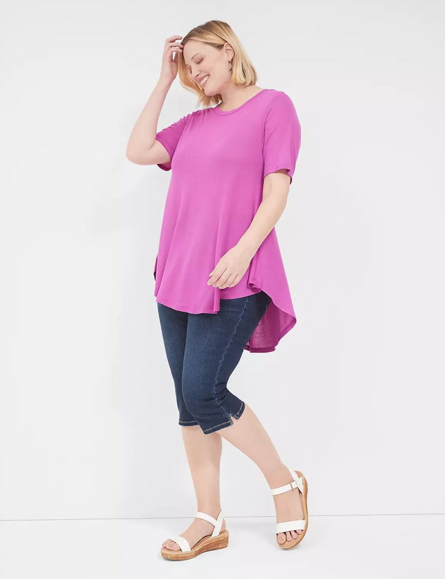 Purple Lane Bryant Max Swing Perfect Sleeve Crew-Neck Tee Women T Shirts | ULC3552GY