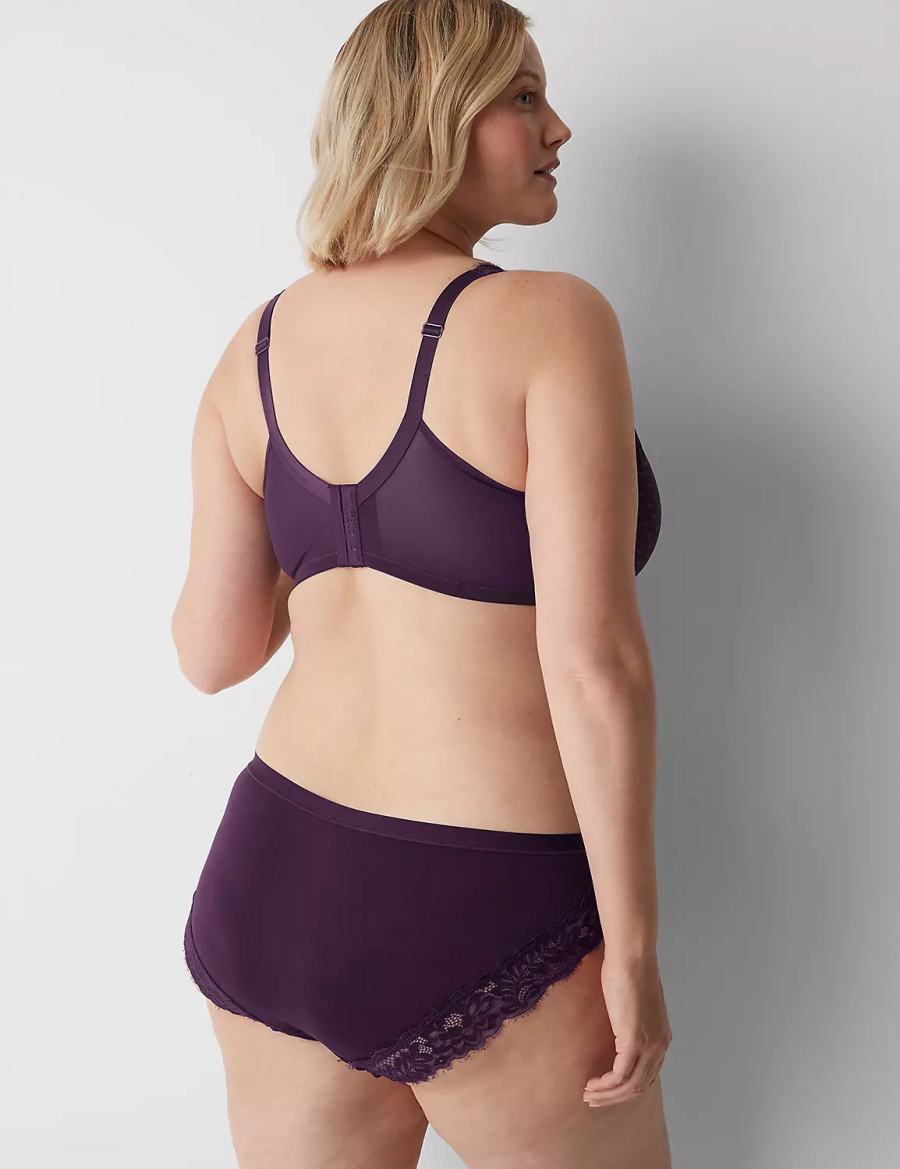 Purple Lane Bryant No-Show Lace-Back Women Hipster Panty | KMG8421WV