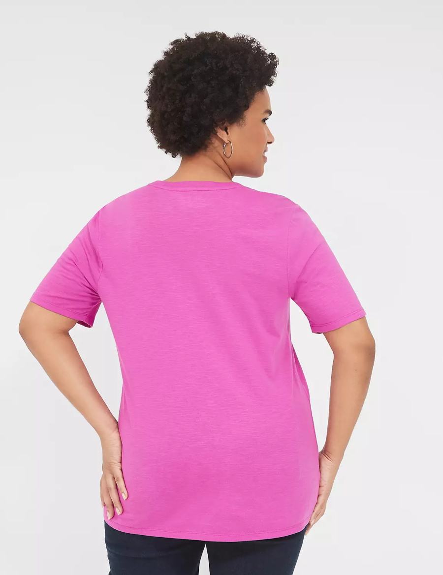 Purple Lane Bryant Perfect Sleeve Crew-Neck Tee Women T Shirts | IZI4655ON