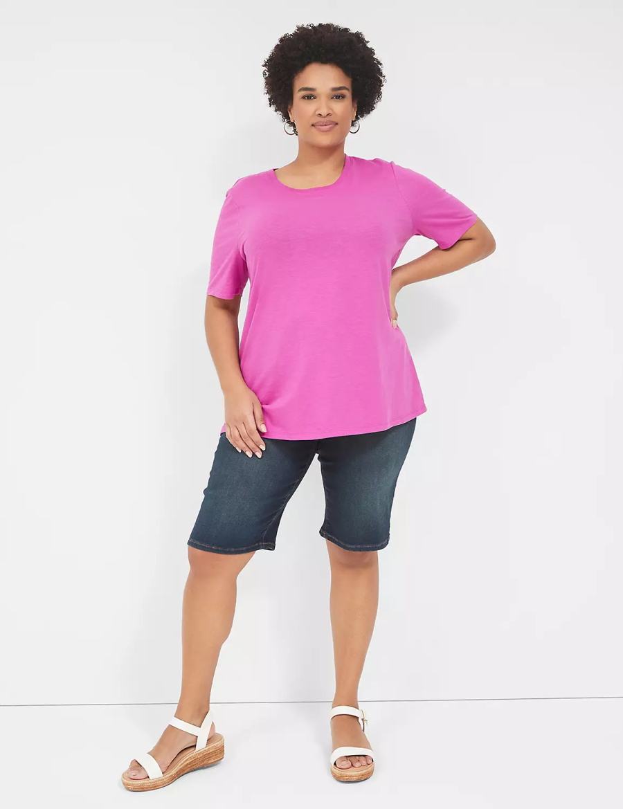 Purple Lane Bryant Perfect Sleeve Crew-Neck Tee Women T Shirts | IZI4655ON