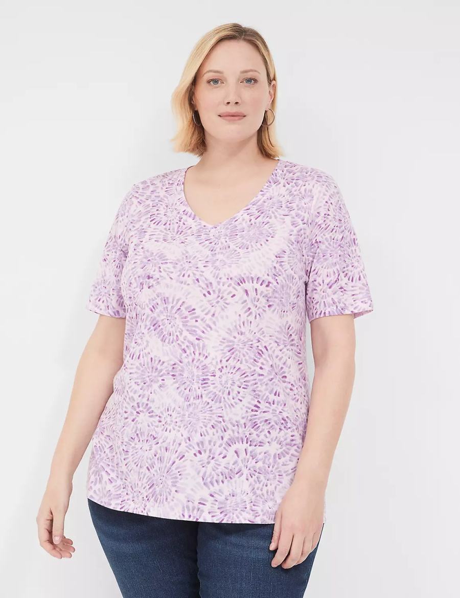 Purple Lane Bryant Perfect Sleeve V-Neck Tee Women T Shirts | HFP6523VE