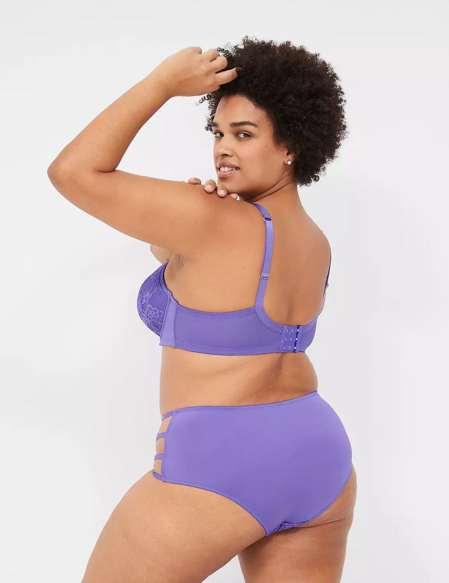 Purple Lane Bryant Strappy High-Neck French Women Balconette Bra | DZD268PG