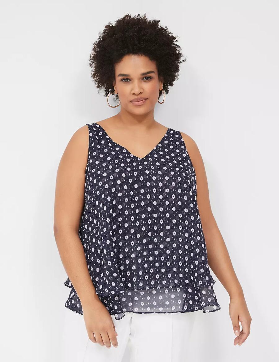 Purple Lane Bryant Swing Double-Layer Chiffon Women Tank Top | YWI7441CY