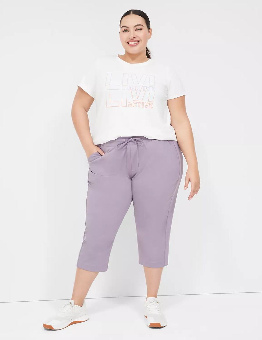 Purple Olive Lane Bryant LIVI Knit Capri Women Pants | XBY3885KL