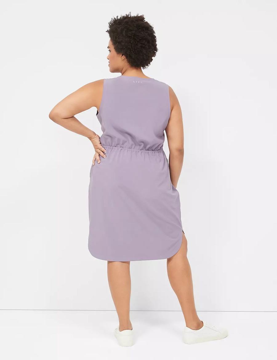 Purple Olive Lane Bryant LIVI Stretch Woven Drawstring Women Casual Dress | RXL53NZ